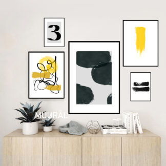 GALERIA PLAKATÓW ŻÓŁTO-BUTELKOWY / 5 sztuk / 61x91