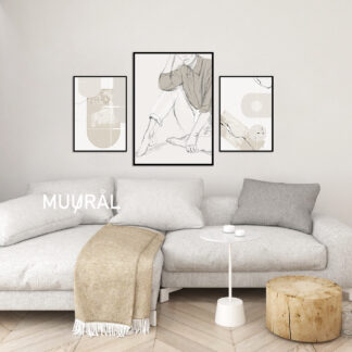 GALERIA PLAKATÓW BEŻOWA SIENA 3 sztuk / 50x70 cm