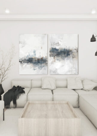 GALERIA OBRAZÓW NA PŁÓTNIE GRANATOWE ABSTRAKCJE / 2 sztuki / 90x130cm