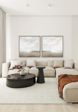 GALERIA OBRAZÓW NA PŁÓTNIE W OPRAWIE DYPTYK NATURAL / 2 sztuki / 100x100cm