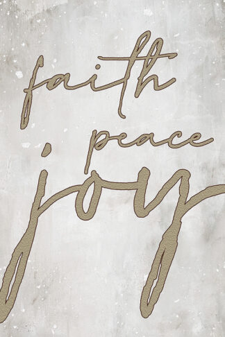 Beżowy napis Faith, Peace, Joy