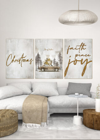 ZESTAW PLAKATÓW ŚWIĄTECZNYCH NAPIS CHRISTMAS 3 sztuki 61x91 cm